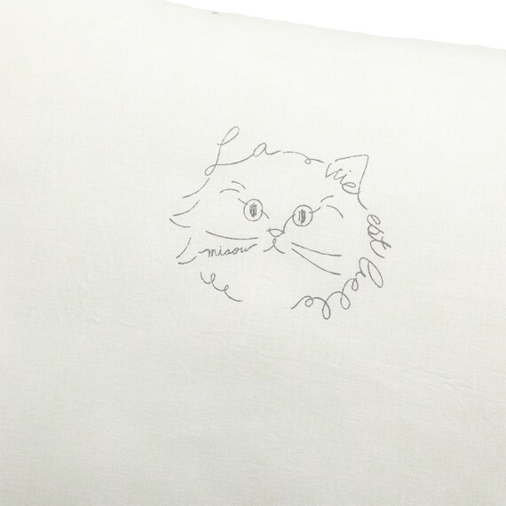 枕カバー（ネコ ST22 LGR） 4枚目画像