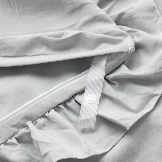 掛け布団カバー セミダブル(ウォッシュ フリル F6 GR SD) 6枚目画像