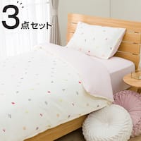 布団・ベッド共通カバー3点セット(フルーツ柄)シングルサイズ