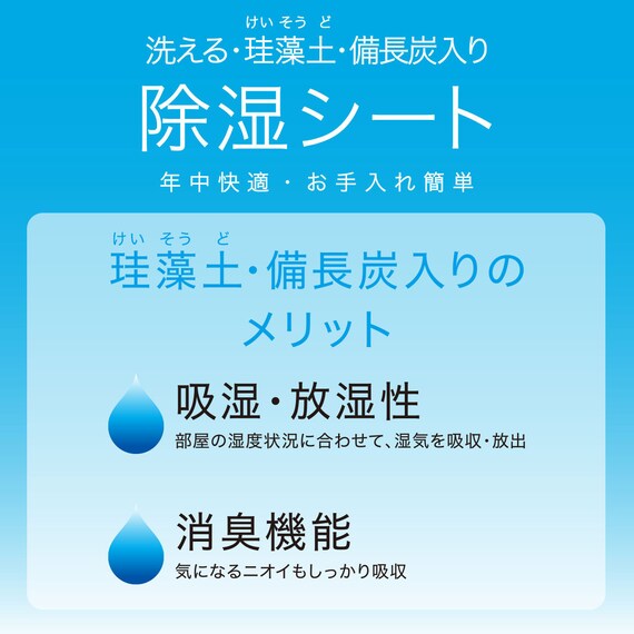 洗える珪藻土入り除湿シート　ダブル(T2 BL D) 3枚目画像