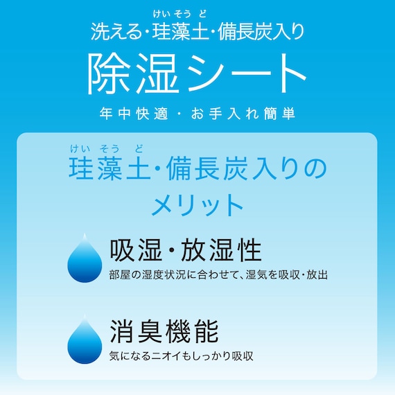 洗える珪藻土入り除湿シート ダブル(T2 BL D) 3枚目画像