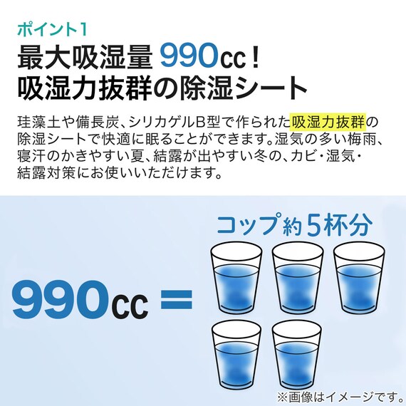 洗える珪藻土入り除湿シート　ダブル(T2 BL D) 9枚目画像