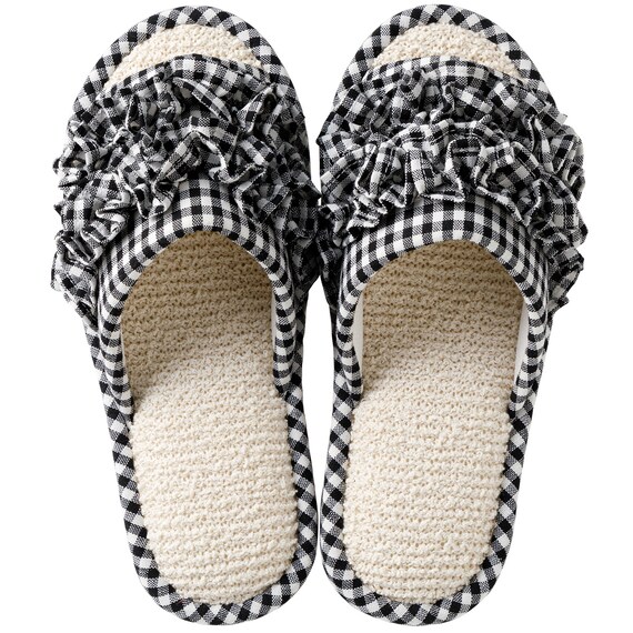 スリッパ М(フリルチェック BK cSR19 M) 3枚目画像