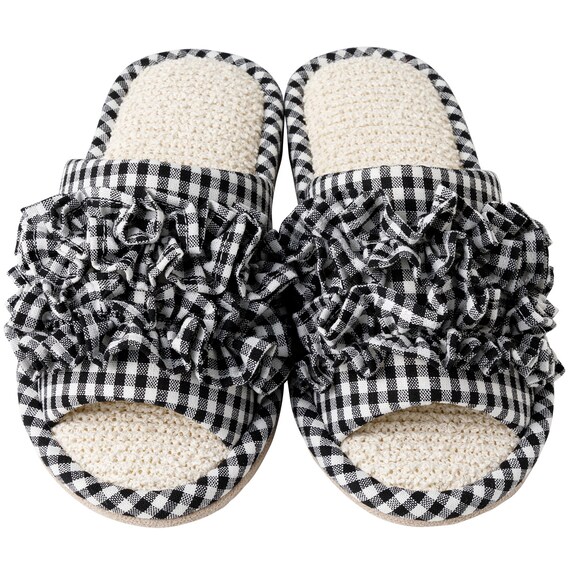 スリッパ М(フリルチェック BK cSR19 M) 6枚目画像