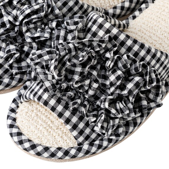 スリッパ М(フリルチェック BK cSR19 M) 8枚目画像