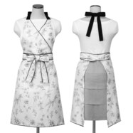 【デコホーム商品】エプロン(BW花ラインアート柄)