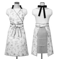 【デコホーム商品】エプロン(BW花ラインアート柄)