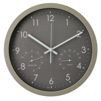 静音秒針 温湿度計付き 掛け置き兼用時計(30QT GY FR887)