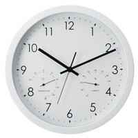 【デコホーム商品】静音秒針 温湿度計付き 掛け置き兼用時計(30QT WH FR887)