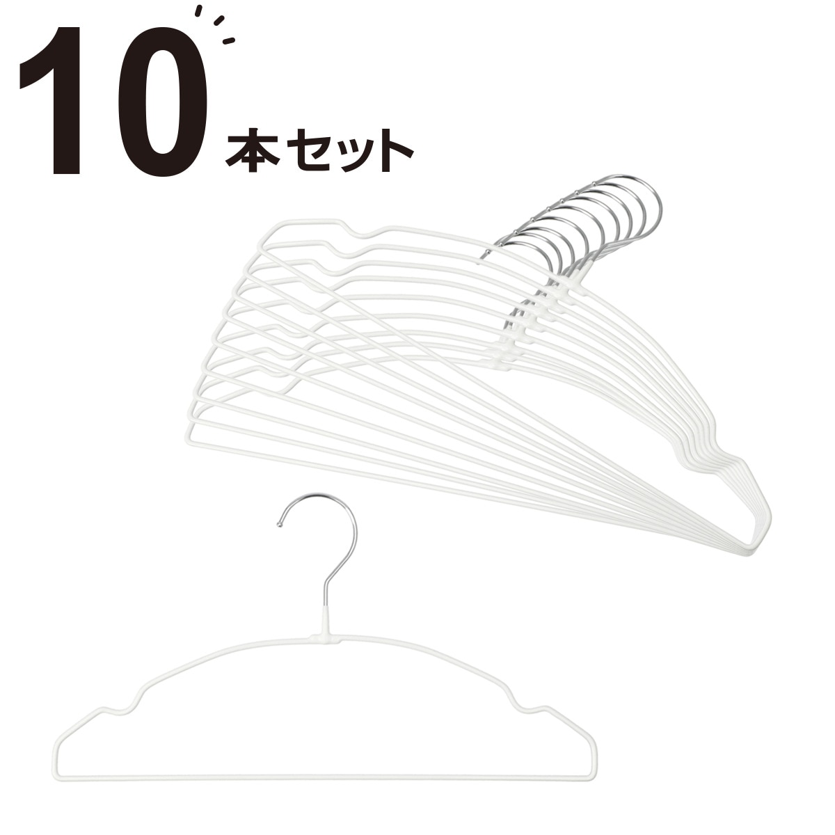 【デコホーム商品】すべりにくい薄型ハンガー(幅38cm ホワイト 10本組) ニトリ