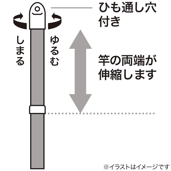 ステンレス巻き伸縮物干し竿 2本セット(約1.4~2.5m MO BH1) 3枚目画像