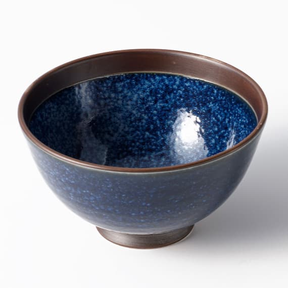 飯椀(中) カルエクレ・デコ 窯変紺錆巻き 2枚目画像