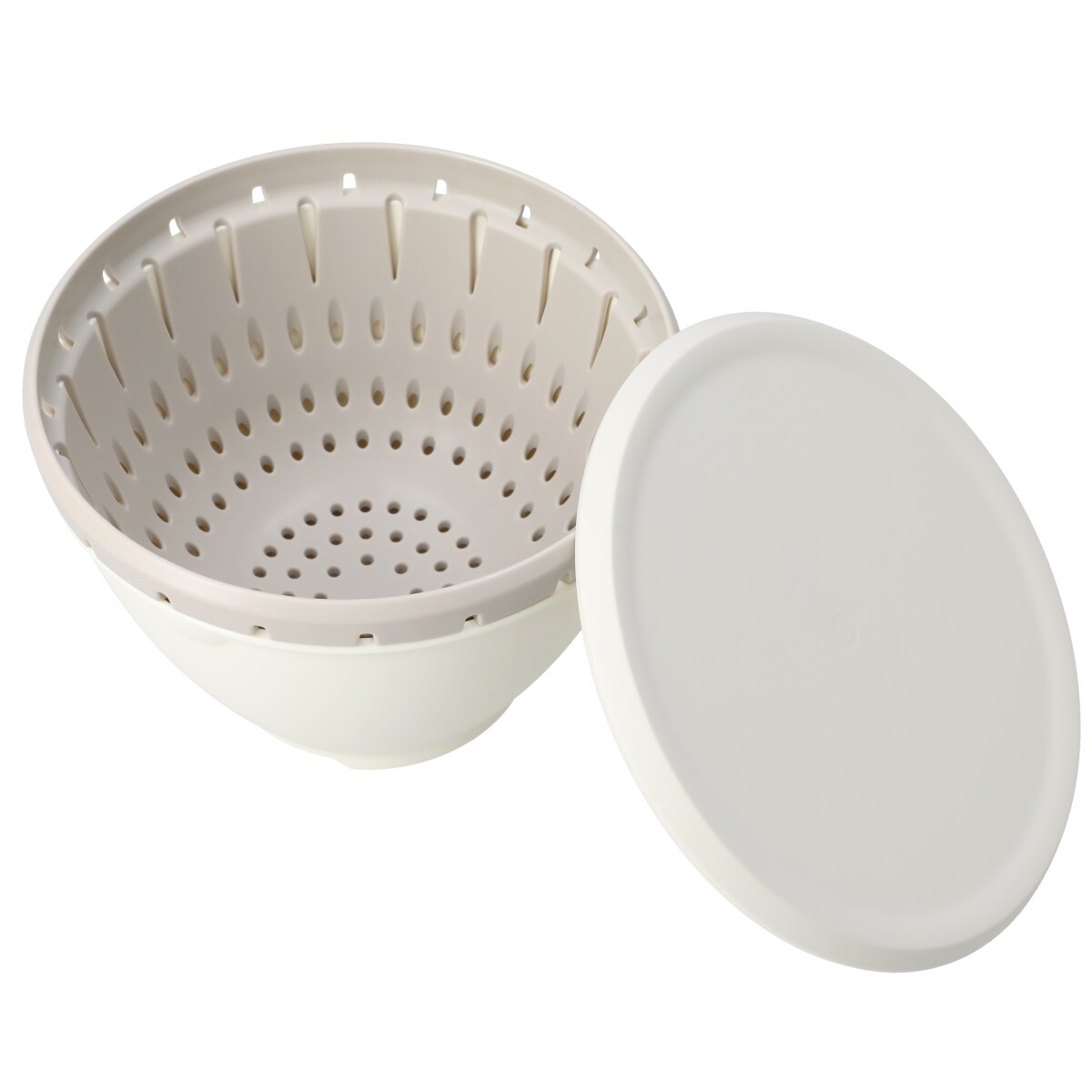 【デコホーム商品】食洗器・電子レンジ対応 防汚・抗菌加工ボール&ざるセットS(リベラリスタ ホワイト/グレー) ニトリ