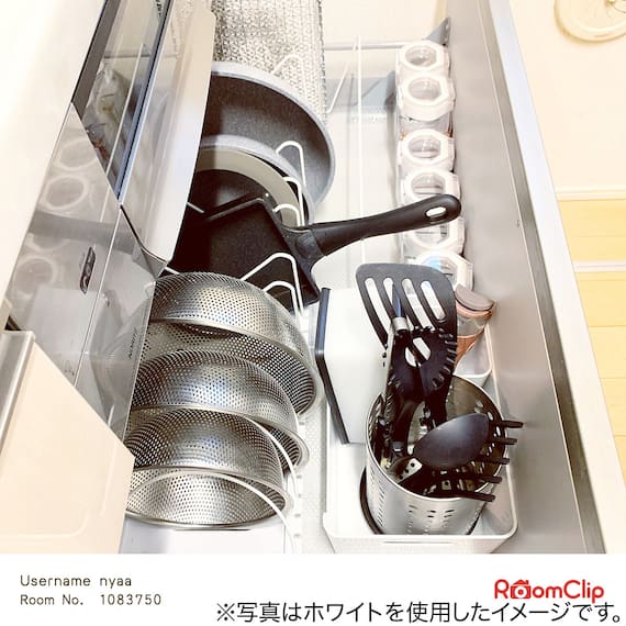 ざる・ボウル・フライパンスタンド(幅46~86cm DH860) 7枚目画像