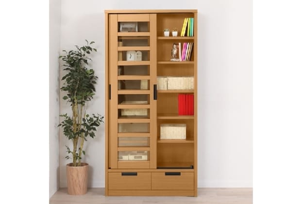 ニトリ スライド本棚(アカツキ 90 LBR)