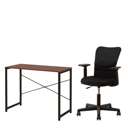 デスクチェアセット(デスク ZK001 95 MBR/オフィスチェア OC001 BK  