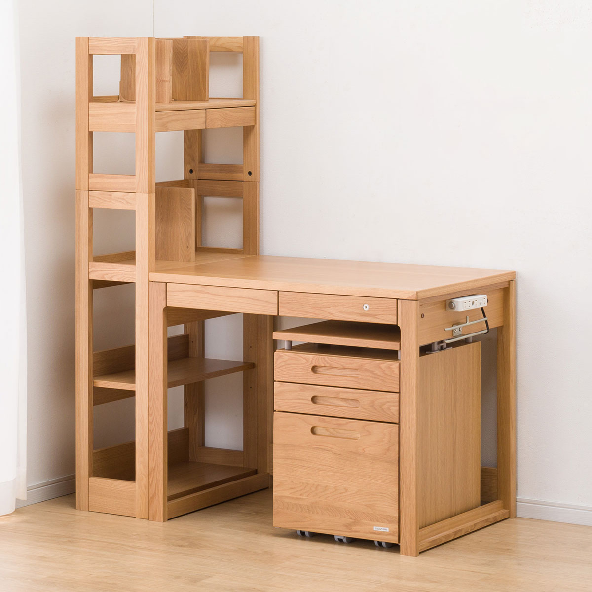 デスクセットビーノ(デスク9060/シェルフ/リフティングワゴン/NS