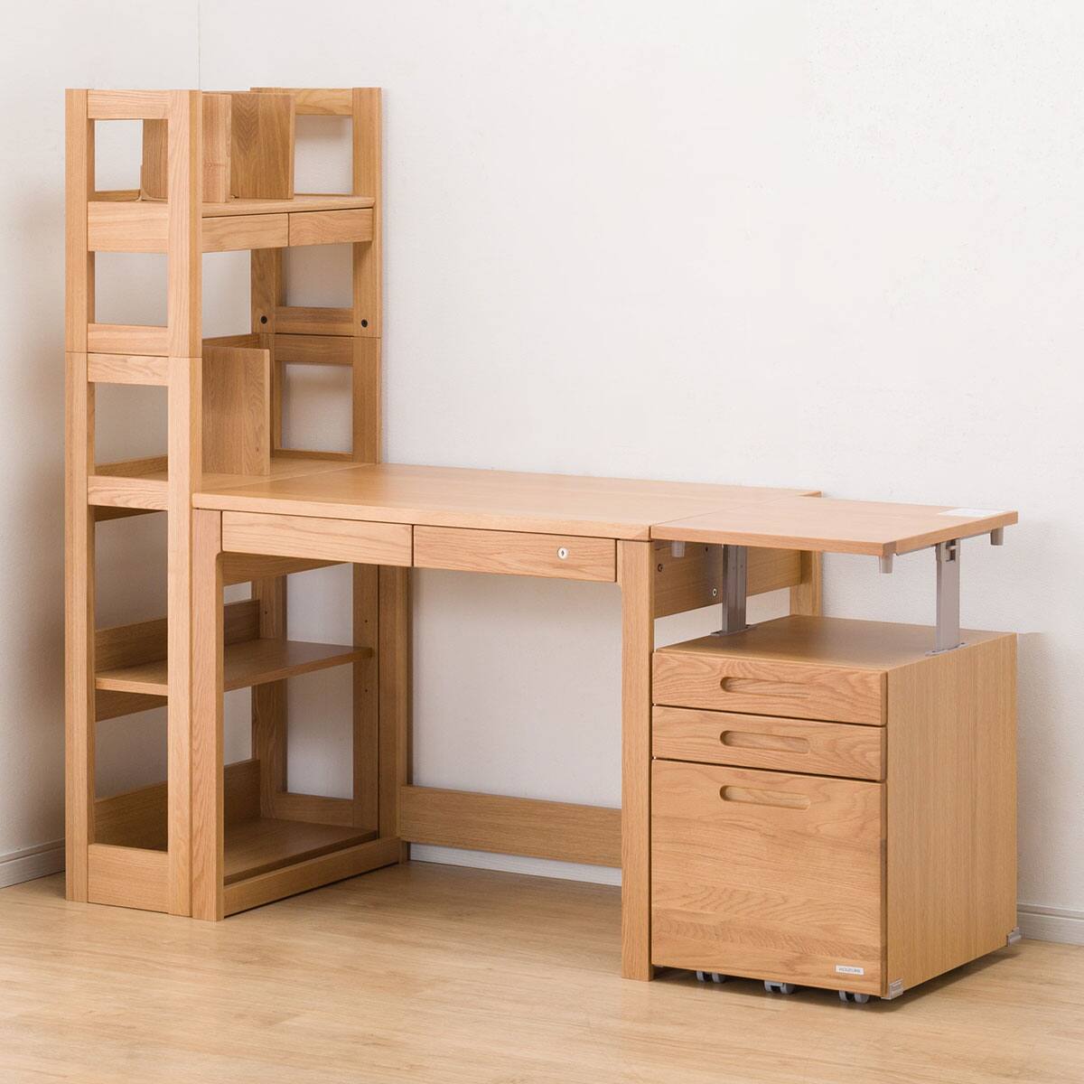 デスク + シェルフ + リフティングワゴンセット (ビーノ9060 NS