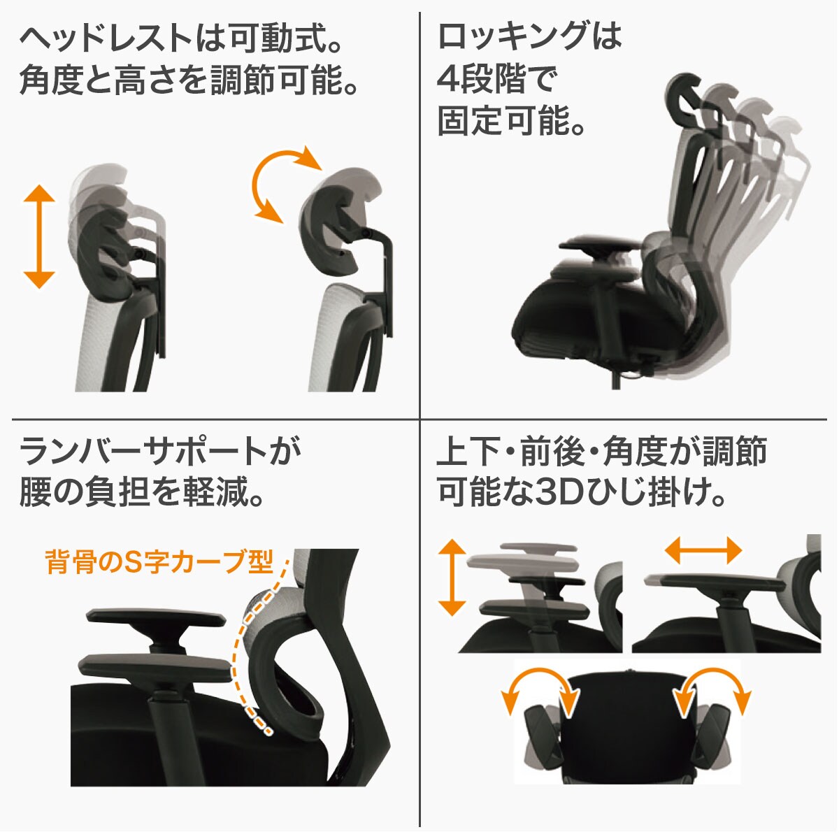 オフィスチェア(OC707 ポケットコイル WH) | ニトリネット【公式