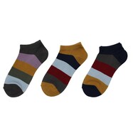 3組セット スニーカーソックスボーダー柄 23～25cm