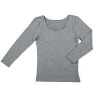 WOMEN　裏起毛インナーTシャツ8分袖 (グレー)