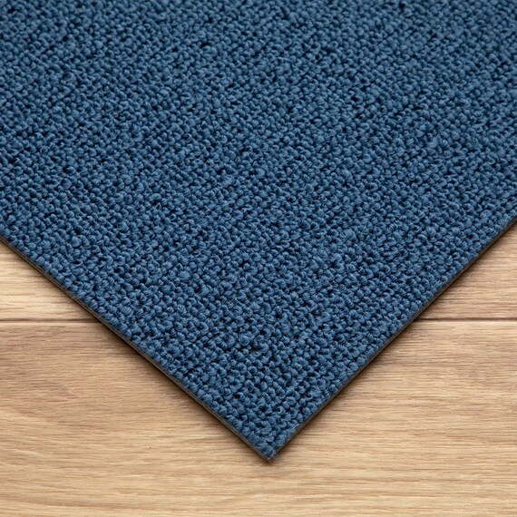 10帖 洗えるタイルカーペット 50×50cm 80枚入 (WY001 ブルー) 3枚目画像
