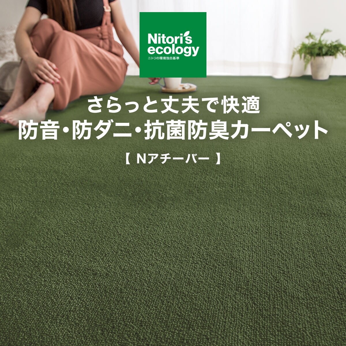 防音・防ダニ・抗菌防臭カーペット(NアチーバーYGR 200X285) | ニトリ