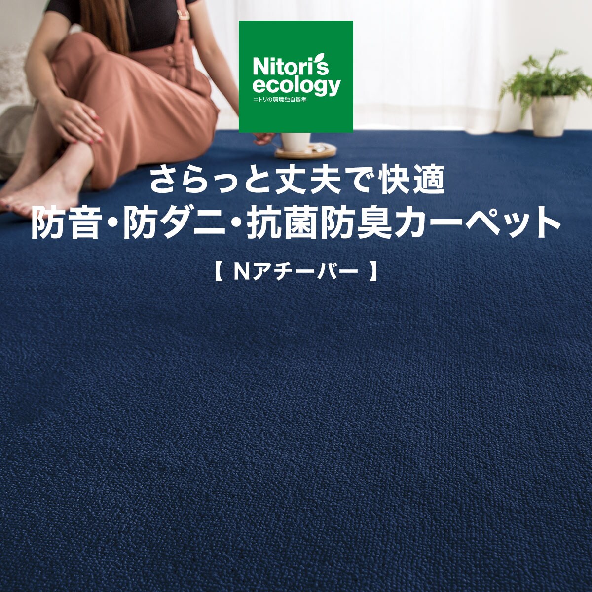 防音・防ダニ・抗菌防臭カーペット(Nアチーバー BL 185X185)通販