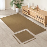 洗えるやわらか起毛のジョイントマット 8枚 ふち付き 約1帖(ブラウン JM01 45×45cm)