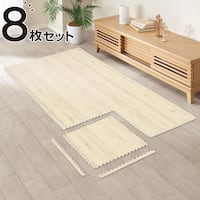 木目ジョイントマット 8枚 ふち付き 約1帖(ホワイト JM02 45×45cm)