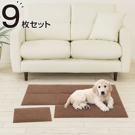 洗える吸着タイルマット 30×30cm 9枚入 (ブラウン) 1枚目画像