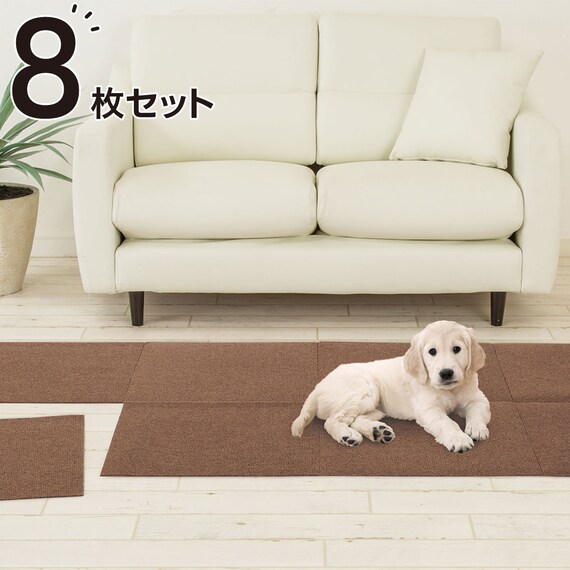 洗える吸着タイルマット 45×45cm 8枚入 (ブラウン) 1枚目画像
