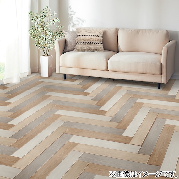 吸着木目マット 91.4×15.2cm 12枚入 約1帖 (ライトブラウン) 9枚目画像