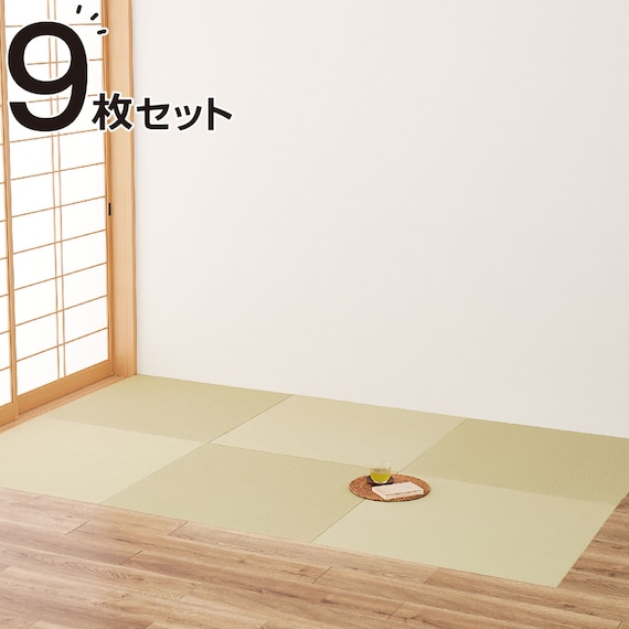 DIY用薄畳(9枚セット グリーンストライプ 82×82cm) 1枚目画像