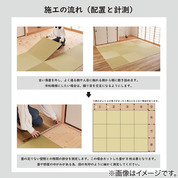 DIY用薄畳(9枚セット グリーンストライプ 82×82cm) 10枚目画像