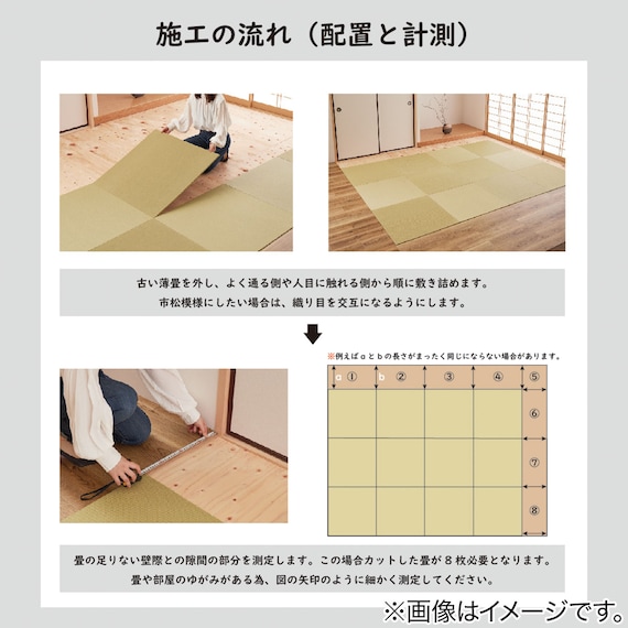 DIY用薄畳(9枚セット グリーンストライプ 82×82cm) 10枚目画像