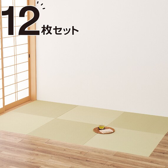 DIY用薄畳(12枚セット グリーンストライプ 82×82cm) 1枚目画像