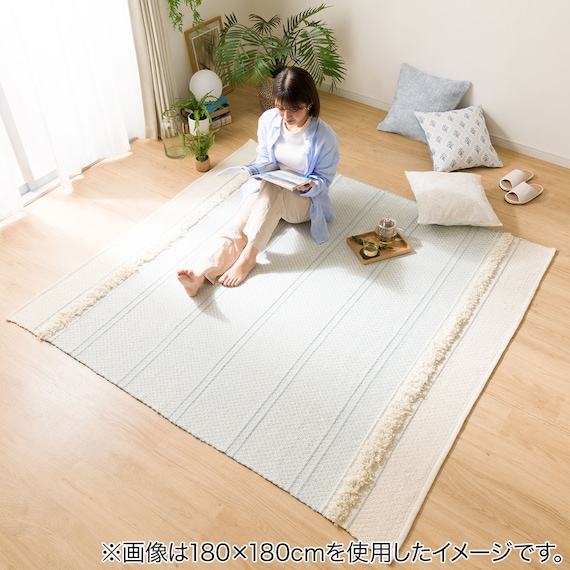 インド綿使用 コットンラグ(sp 120X180 BL c) 4枚目画像