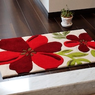 丈夫で洗える花柄フロアマット(アベル)