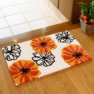 丈夫で洗える花柄フロアマット(マリア)