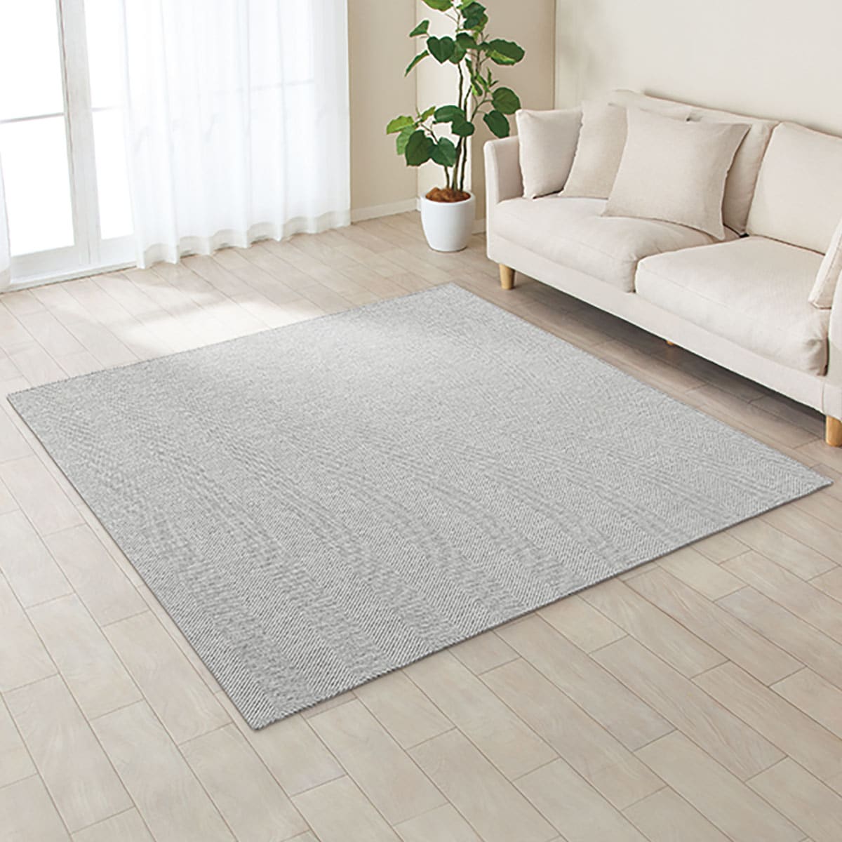 ウレタン入りジャガード織りラグ ヘリンボンミックス Gy 185x185 通販 ニトリネット 公式 家具 インテリア通販