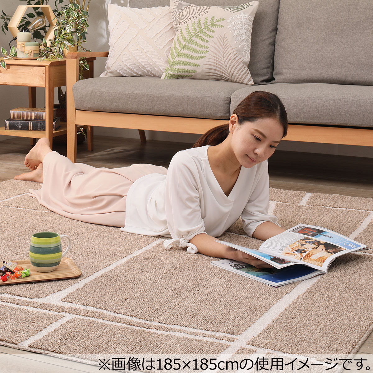 ふんわり防ダニ加工ラグ(ソフトミックス BE 130X185)