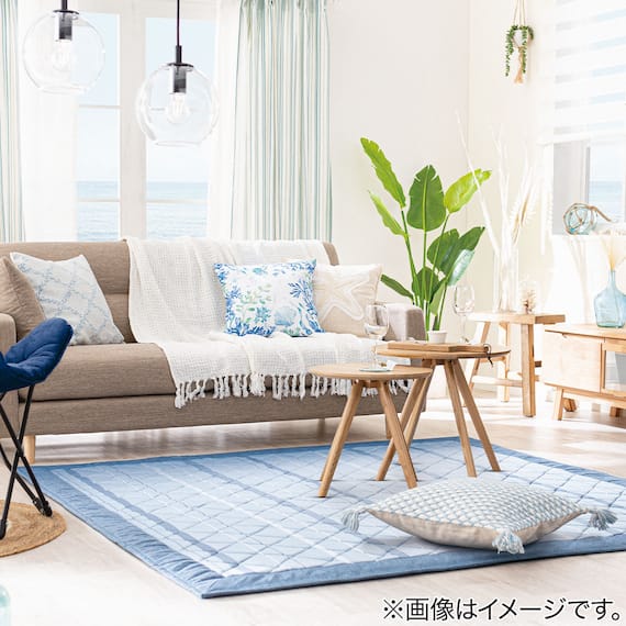 通気性が良い洗える接触冷感ラグ(NクールSP ラインn 185X185 TC09) 19枚目画像