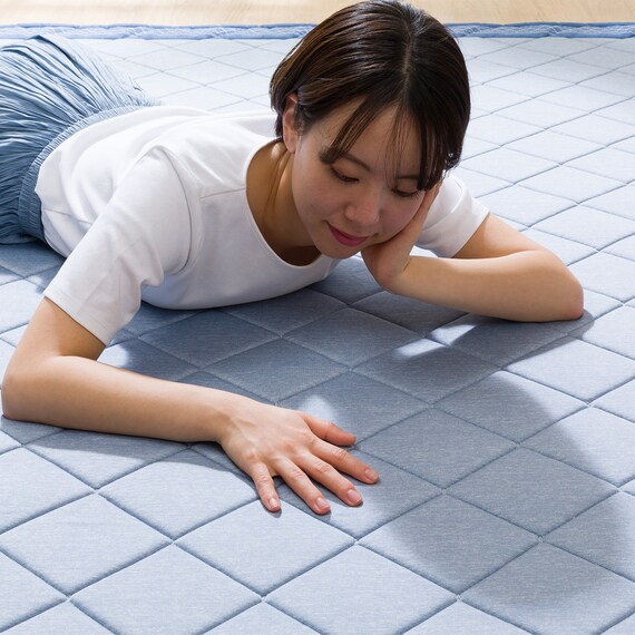 ウレタン入り洗える接触冷感ラグ(NクールSP キカn NV 185X185 TC10) 3枚目画像