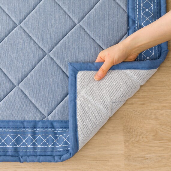 ウレタン入り洗える接触冷感ラグ(NクールSP キカn NV 185X185 TC10) 8枚目画像