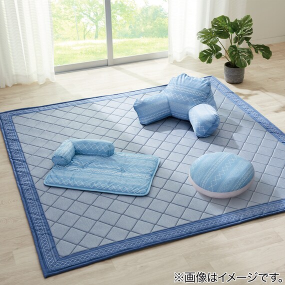 ウレタン入り洗える接触冷感ラグ(NクールSP キカn NV 185X185 TC10) 12枚目画像