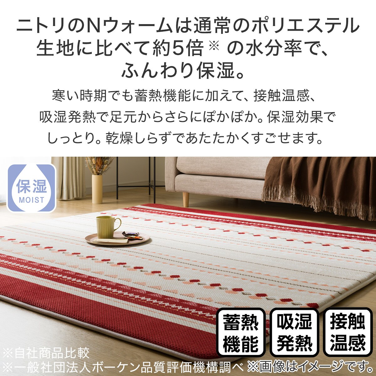 ふっくらウレタン入り 保湿＋吸湿発熱＋蓄熱ラグ(NW-SP CW2220 130X185 RW8)通販 | ニトリネット【公式】 家具・インテリア通販