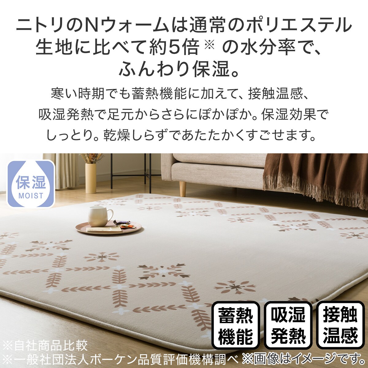 ふっくらウレタン入り 保湿＋吸湿発熱＋蓄熱ラグ(NW-SP FL n 130X185 RW09)通販 | ニトリネット【公式】 家具・インテリア通販