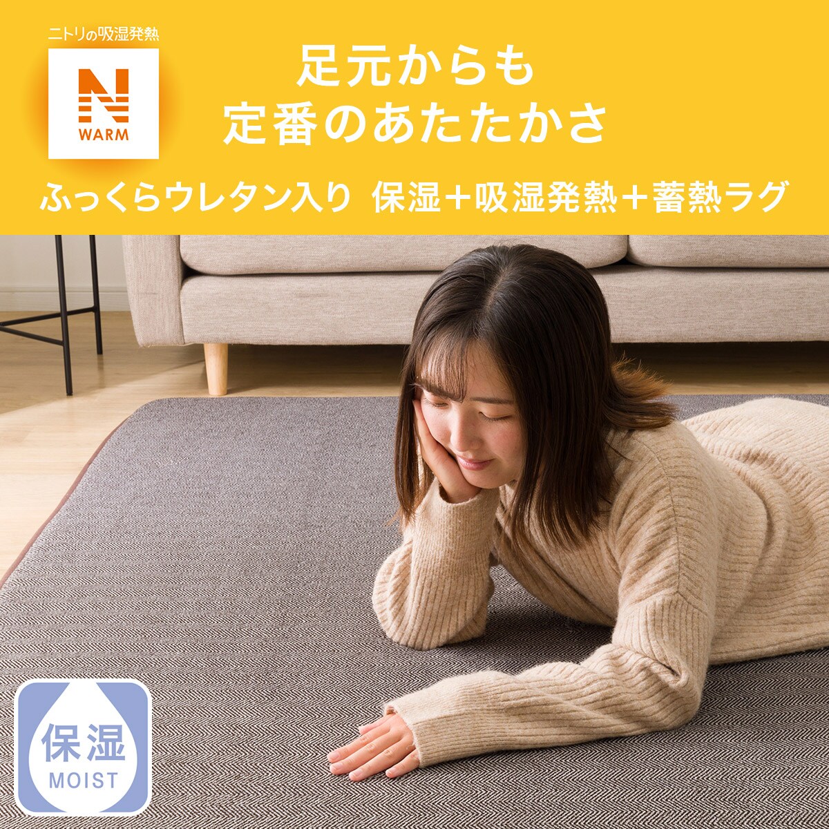 ふっくらウレタン入り 保湿＋吸湿発熱＋蓄熱ラグ(Nウォーム フックラ n 200X240 RW11)通販 | ニトリネット【公式】 家具・インテリア通販