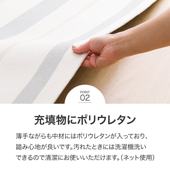 シェニール風 ボーダーラグ(Nボーダー 185X185cm ZP01) 4枚目画像